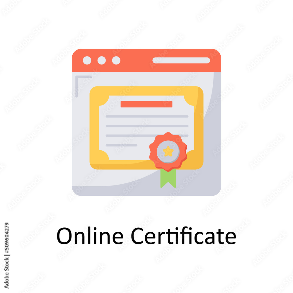 Poster online certificate vector flat icon for web isolated on white background eps 10 file