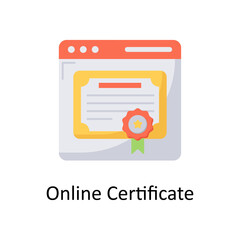 Online Certificate vector flat icon for web isolated on white background EPS 10 file