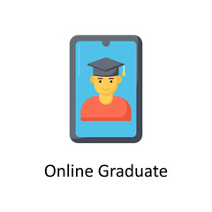 Online Graduate vector flat icon for web isolated on white background EPS 10 file