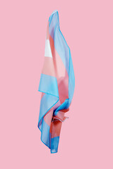 transgender pride flag waving on a pink background - obrazy, fototapety, plakaty