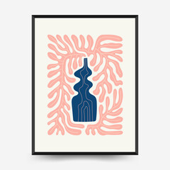 Interior posters template. Modern trendy Matisse minimal style.