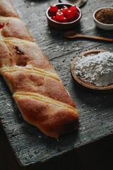 typical sweet flat cake coca de sant joan