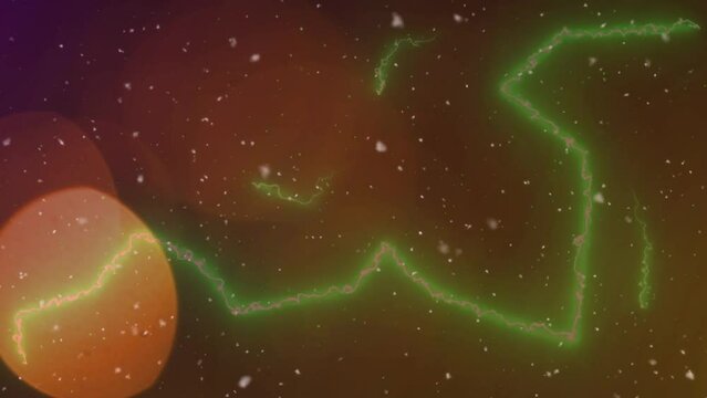 Animation Of Green Lightening On Brown Background With Dust