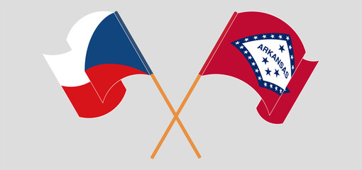 Obraz premium Crossed and waving flags of Czech Republic and The State of Arkansas