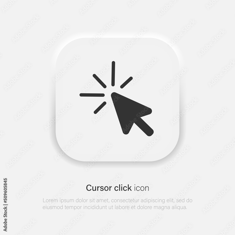 Poster click icon, click icon vector, in trendy neumorphism style. cursor arrow for web. vector eps 10
