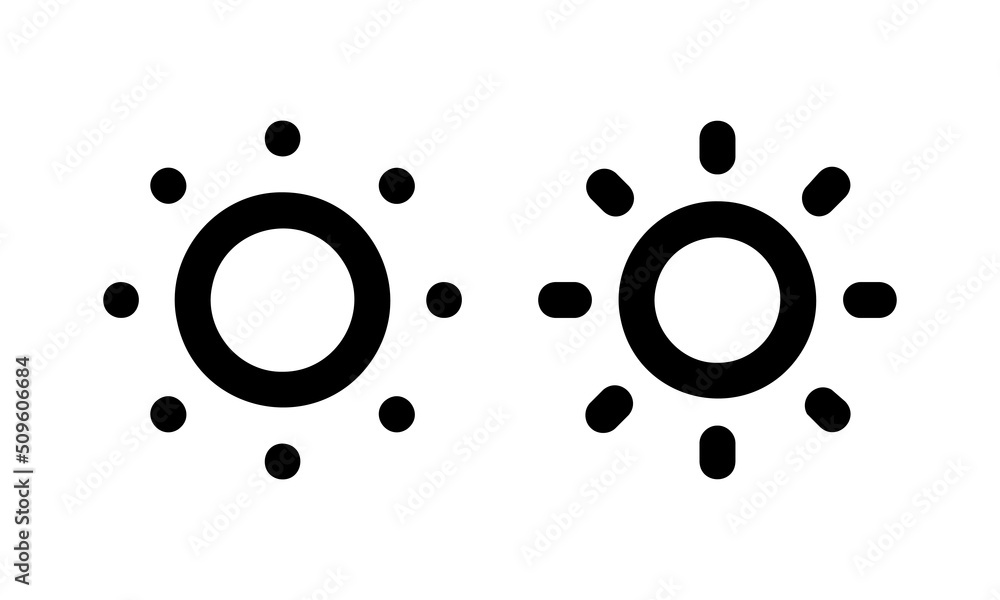 Poster sun icon set. brightness icon isolated on white background. display brightness settings for mobile u