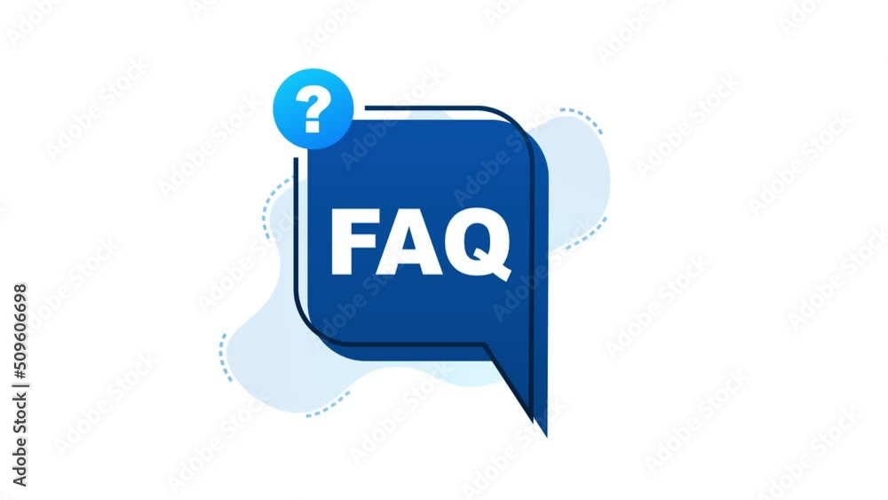Poster frequently asked questions faq banner. speech bubble with text faq. motion graphics 4k