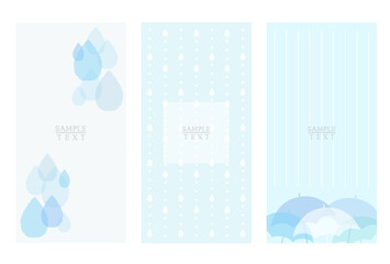 雨のイラスト 縦長背景 素材セット / vector eps