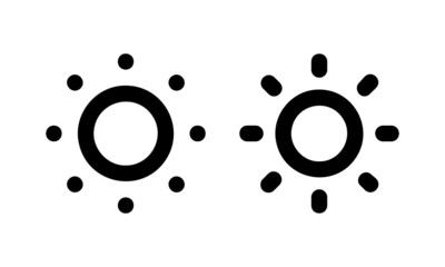 Sun icon set. Brightness Icon isolated on white background. Display brightness settings for mobile UI. Vector EPS 10