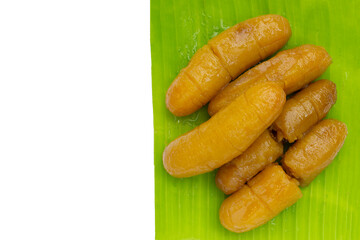 Banana in syrup. Sweet dessert