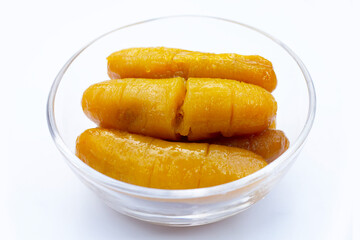 Banana in syrup. Sweet dessert
