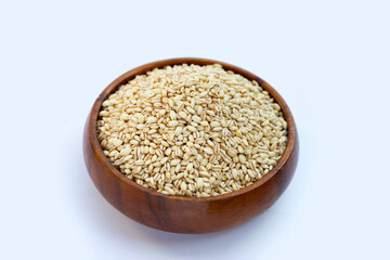 Barley grain on white background.