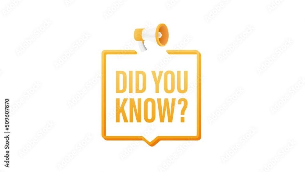Poster megaphone label with did you know. megaphone banner. web design. motion graphics 4k