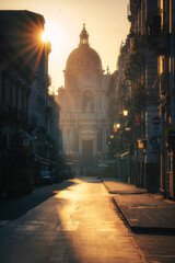 Catania Duomo at sunrise in Sicily, Italy