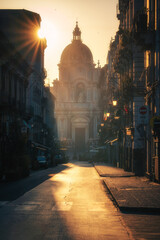 Fototapeta premium Catania Duomo at sunrise in Sicily, Italy