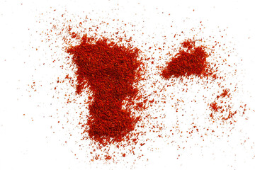 Red ground pepper. Chili pepper powder isolated on white background.