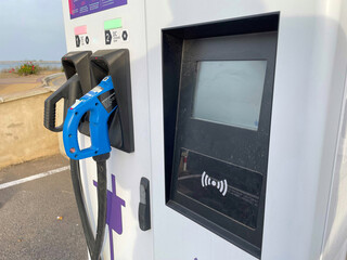 Close-up Electric car charging station