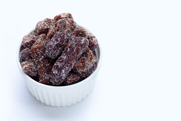 Spicy tamarind mixed with granulated sugar, chili and salt