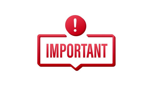 Important written on red label. Advertising sign. Motion graphics 4k