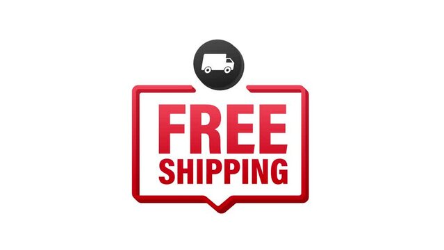 Free shipping. Badge with truck. Motion graphics illustrtaion 4k