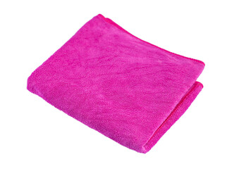 Pink towels isolated on a white background. Cleaning cloth at the hotel. Image with clipping parts.