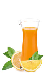 Fresh lemon with half isolated on white background