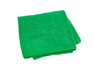 Green towels isolated on a white background. Cleaning cloth at the hotel. Image with clipping parts.