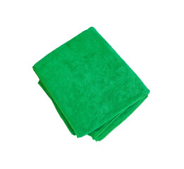 Green towels isolated on a white background. Cleaning cloth at the hotel. Image with clipping parts.