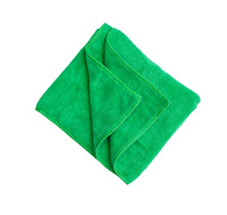 Green towels isolated on a white background. Cleaning cloth at the hotel. Image with clipping parts.