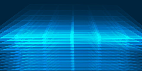 Blue Dark 3D Glowing Squares, Overlaying Geometric Shapes Pattern, Abstract Futuristic Vector Background, Texture Design, Template with Copyspace, Place, Room for Your Text