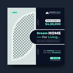 Modern dream Home for living sale business social media post design vector template