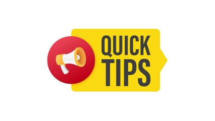 Megaphone Hand, business concept with text quick tips 4k