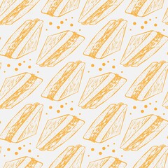 sandwich vector seamless pattern on white background