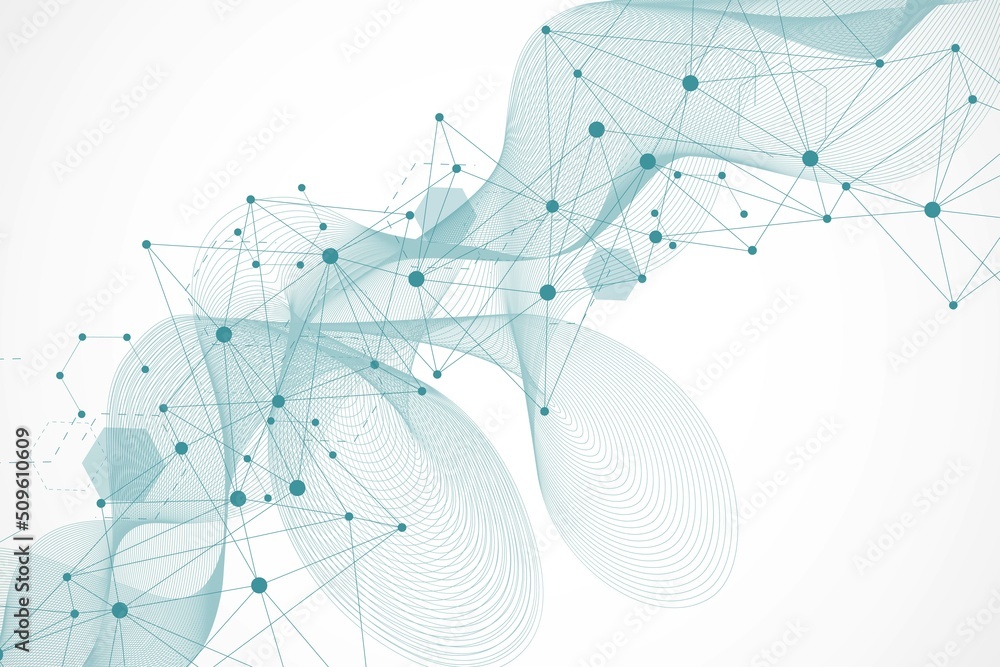 Poster modern futuristic background of the scientific hexagonal pattern. virtual abstract background with p