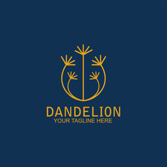 Dandelion Flower Logo Icon Design Template. Elegant, Luxury, Gold, Flower, Premium,  Florist, Modern, Vector Illustration