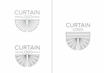 The curtain logo. The blinds icon. Vector illustration of interiors.