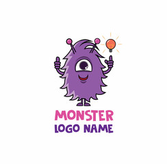 A monster with a light bulb. Idea. Vector illustration