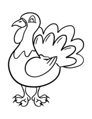 Simple Thanksgiving coloring page with turkey for kids