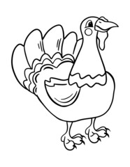 Simple Thanksgiving coloring page with turkey for kids