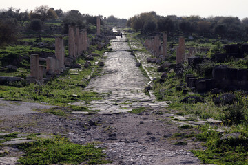 Fototapeta na wymiar Old roman and greek history in Irbid - Jordan (Umm Qais city) 