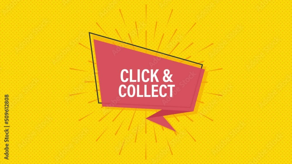 Poster megaphone click and collect banner. flat style. website motion graphics icon. motion graphics . 4k
