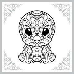 cute turtle cartoon zentangle arts. isolated on white background. 