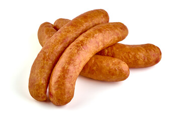 Smoked hungarian sausage, isolated on white background.