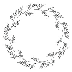 Fototapeta premium Round Wreath of Twigs Drawn With a Line.