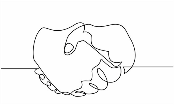 recommend clip art: Handshake continuous line vector drawing. Business agreement vector concept