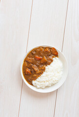 Curry and rice on the table.　カレーライス	
