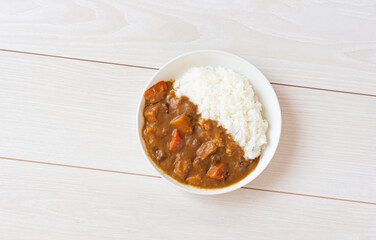 Curry and rice on the table.　カレーライス	
