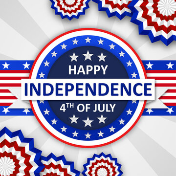 happy independence day 4th of july social media instagram template ribbon label badge
