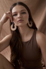 Fototapeta premium Beauty model healthy skin clean woman cosmetic spa minimal concept beautiful fresh clean female face