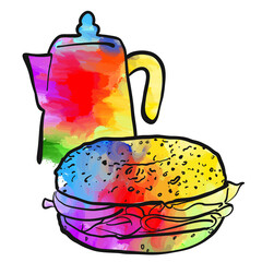 Coffee break with bagel